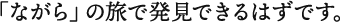 「ながら」の旅で発見できるはずです。