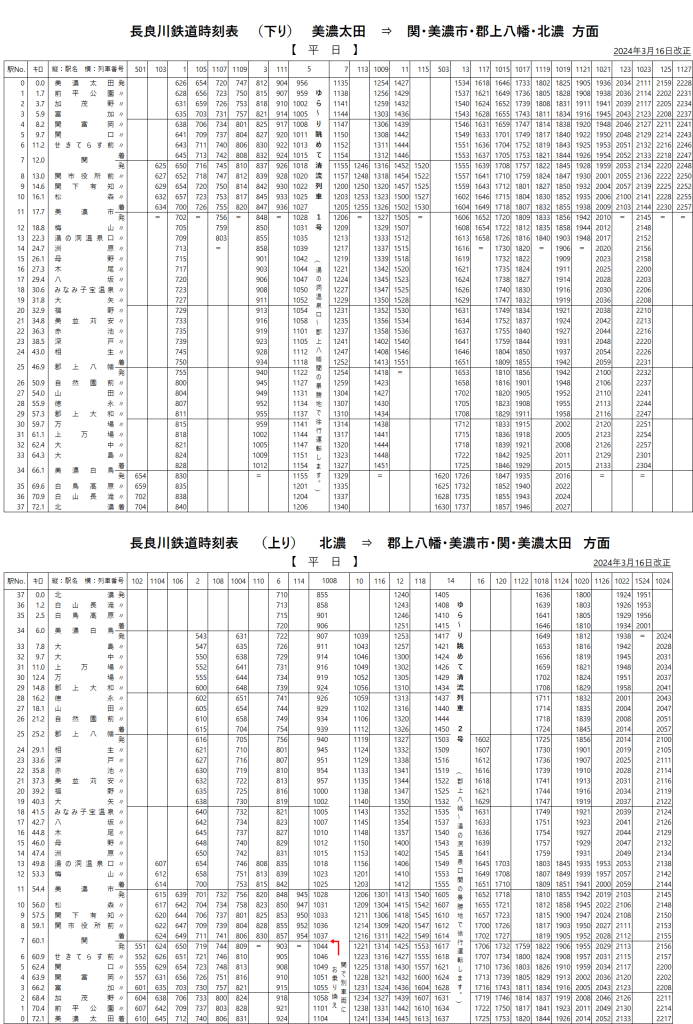 時刻表 | 【公式】長良川鉄道株式会社（ながてつ） 