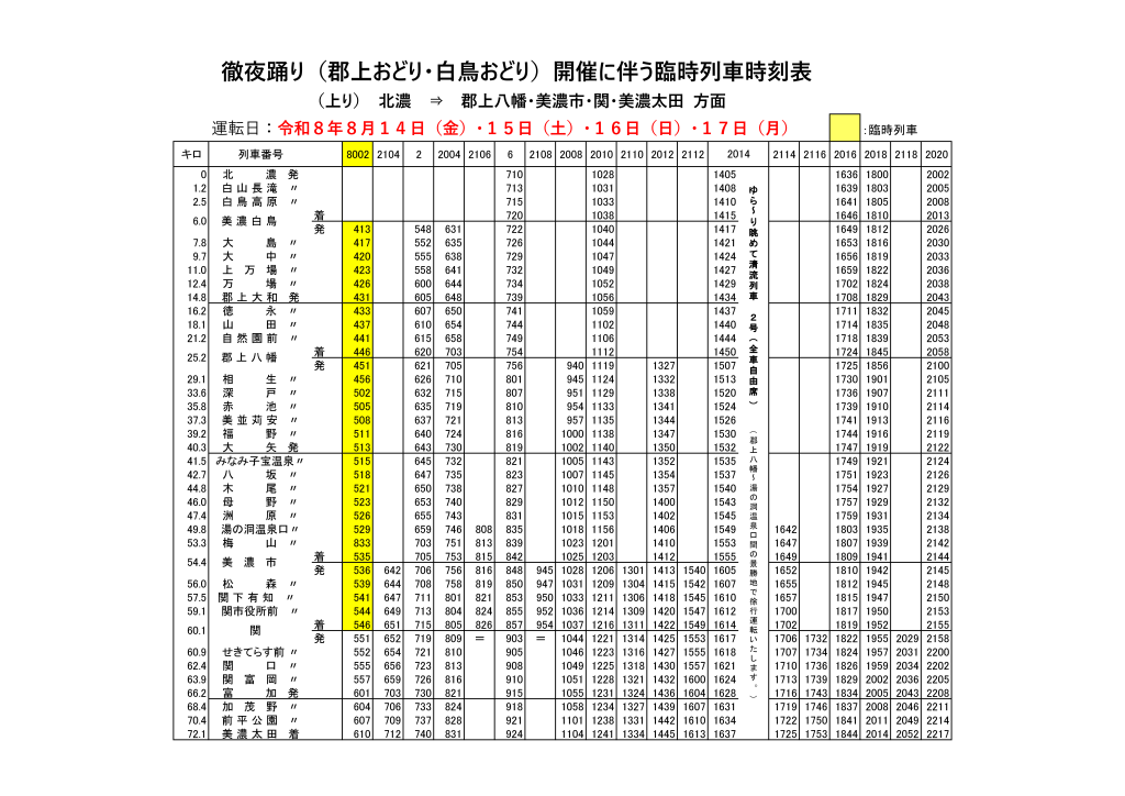 2026　お盆　上り